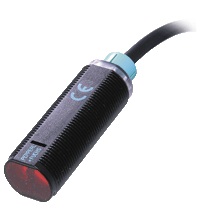 Pepperl&plus;Fuchs Photoelectric Sensor; Retro; 18mm Barrel; 5.5m Range; 20-250VAC/DC; NPN (N-MOSFET); Dark Operate; 2m Potted Cable